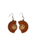 Aretes disco de la muerte mitad rojo con natural